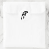 Gevangen Mid-Step – Achterhoek Hond Ronde Sticker (Tas)