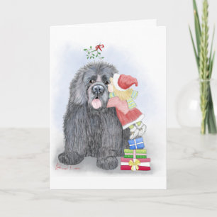 Gevangen onder het Mistletoe Wenskaart Feestdagen Kaart