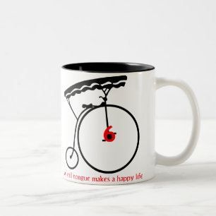 Gevangene "Een stille tong maakt een gelukkig leve Tweekleurige Koffiemok