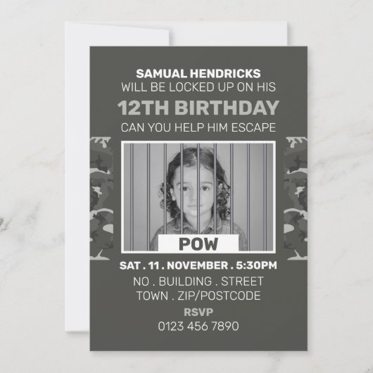 Gevangene van War Threaded Escape Room, Birthday P Kaart (Voorkant)