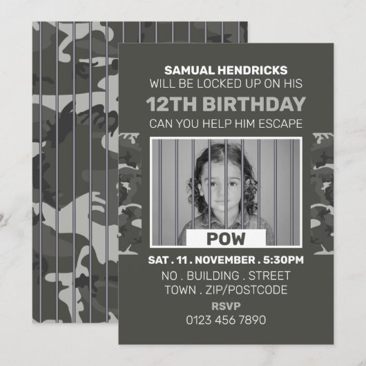 Gevangene van War Threaded Escape Room, Birthday P Kaart (Voorkant / Achterkant)