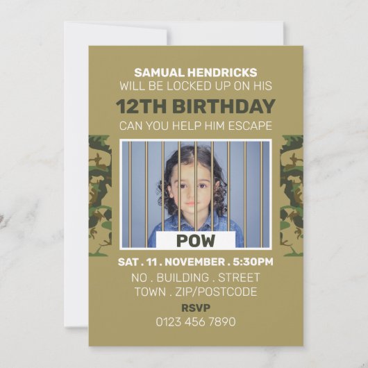 Gevangene van War Threaded Escape Room, Birthday P Kaart (Voorkant)