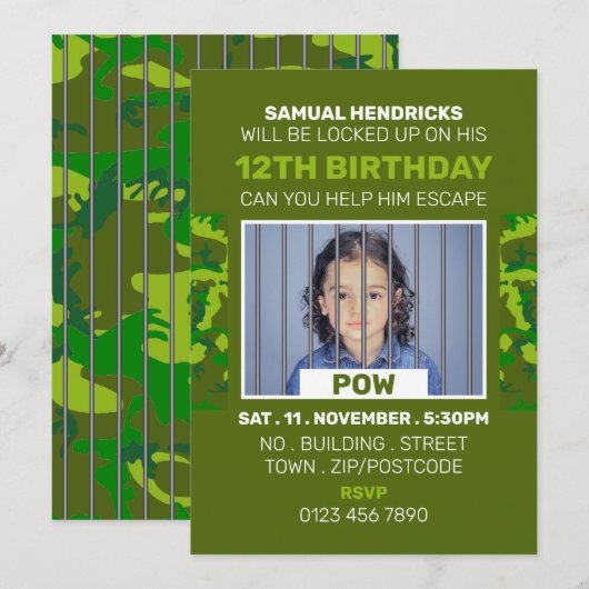 Gevangene van War Threaded Escape Room, Birthday P Kaart (Voorkant / Achterkant)
