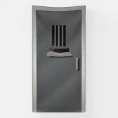 Gevangenis asielcel deur gluren gedetineerde Hallo Spandoek (Verticaal)