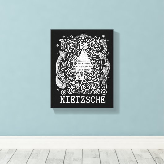 Gevangenis en REFUGE citaat van Nietzsche Canvas Afdruk (Insitu (Houten vloer))