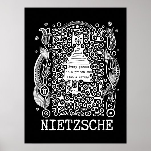 Gevangenis en REFUGE citaat van Nietzsche Poster (Voorkant)