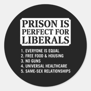 Gevangenis is perfect voor libvibesls Grappige Pol Ronde Sticker
