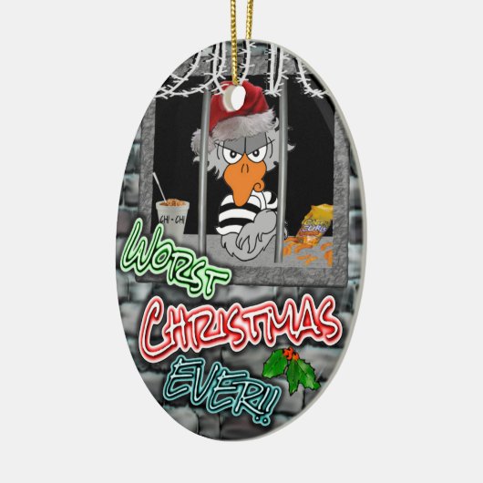 Gevangenis kerstversiering: De slechtste kerstavon Keramisch Ornament (Links)