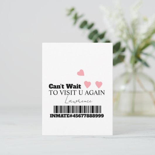 Gevangenis Lange Afstand Schattige Harten Bezoek Briefkaart (Staand voorkant)