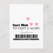 Gevangenis Lange Afstand Schattige Harten Bezoek Briefkaart (Voorkant)