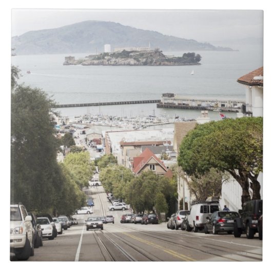 gevangenis van Alcatraz, bekeken vanuit San Franci Tegeltje (Voorkant)