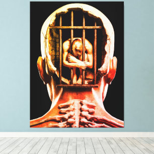 Gevangenis van de Geest – Surrealistische Conceptu Canvas Afdruk