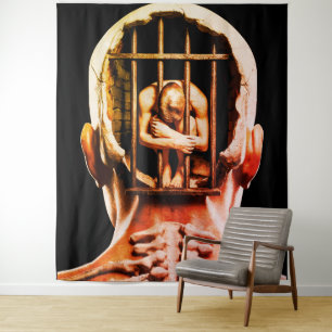 Gevangenis van de Geest – Surrealistische Conceptu Wandkleed