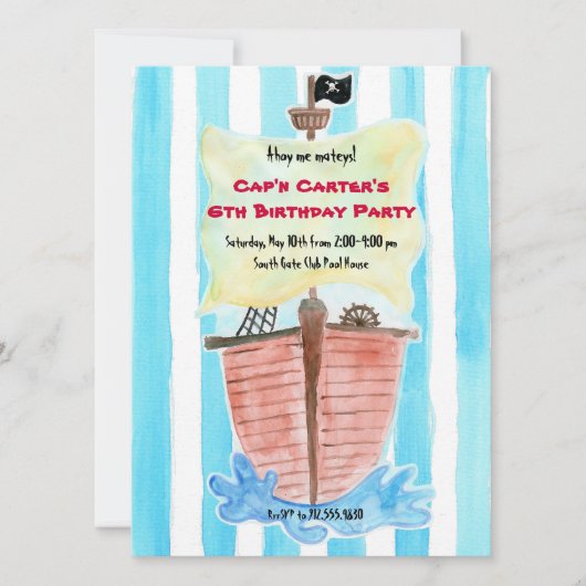 Gevangenis van de geverfde Pirate Ship Birthday Kaart (Voorkant)