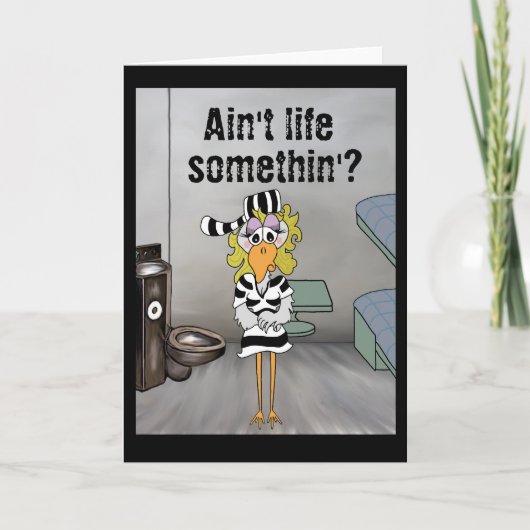 Gevangeniskaart: Vrouw Jailbird Kaart (Voorkant)