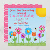 Gevangenisuitnodigingen van Garden Party Ladybug Kaart (Voorkant / Achterkant)