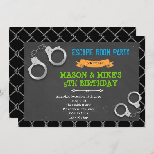 Gevangeniszaal Uitnodiging om te ontsnappen (Voorkant / Achterkant)