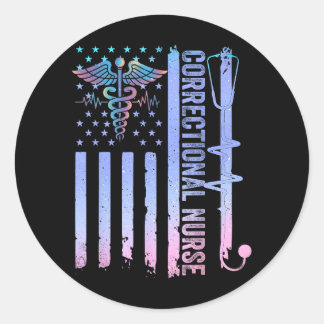 Gevangenverpleegkundige Amerikaanse vlag correctie Ronde Sticker