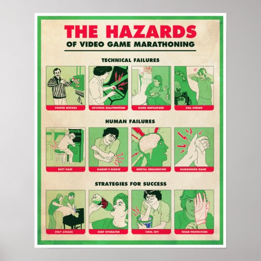 GEVAREN VAN VIDEOGAME MARATHONING-Poster Poster (Voorkant)