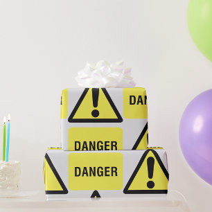 Gevaren Waarschuwingsbord Geel Driehoek Uitroeptek Cadeaupapier