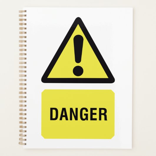Gevaren Waarschuwingsbord Geel Driehoek Uitroeptek Planner (Voorkant)