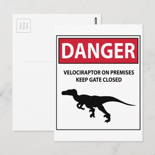 Gevarenbord (Raptors) Briefkaart (Voorkant / Achterkant)