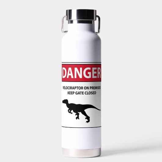 Gevarenbord (Raptors) Waterfles (Voorkant)