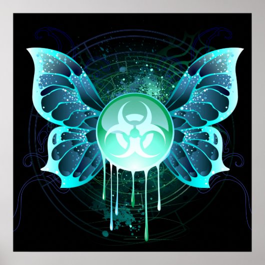 Gevarenwaarschuwing voor biogevaar vlinder poster (Voorkant)
