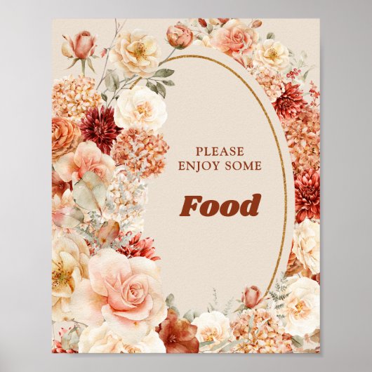 Gevarieerd herfst bloemenroestig ivoor blush voeds poster (Voorkant)