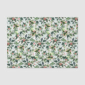 Gevarieerde bladeren en winterbessen Kerstmis Tissuepapier (Voorkant)