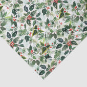 Gevarieerde bladeren en winterbessen Kerstmis Tissuepapier (Detail)