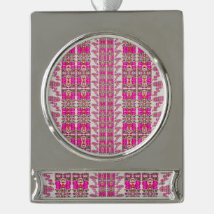 Gevarieerde bloemrozen verzilverd banner ornament
