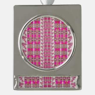 Gevarieerde bloemrozen verzilverd banner ornament