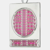 Gevarieerde bloemrozen verzilverd banner ornament (Links)