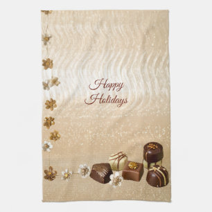 Gevarieerde chocolade met bloemen Keuken Theedoek