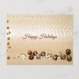 Gevarieerde chocolade met decoratieve bloemen briefkaart