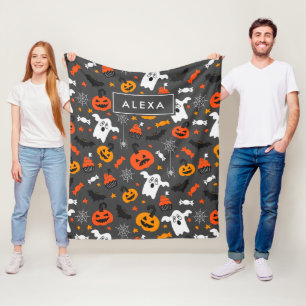 Gevarieerde Halloween-symbolenpatroon Fleece Deken