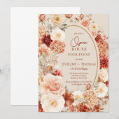 Gevarieerde herfst bloemenroestig ivoor Open Huis Kaart (Voorkant / Achterkant)