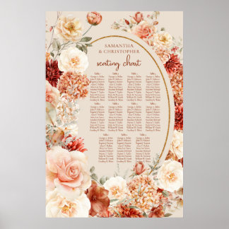 Gevarieerde herfst bloemenroestige ivoor blozen sa poster