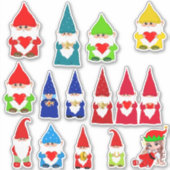 Gevarieerde Kerstkabouters Sticker (Voorkant)