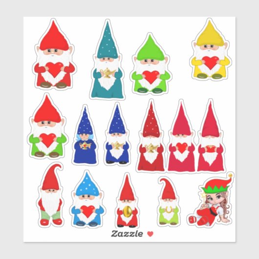 Gevarieerde Kerstkabouters Sticker (Vel)