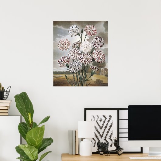  gevarieerde landbloemen met grijze hemel poster (Thuiskantoor)