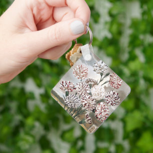  gevarieerde landbloemen met grijze hemel sleutelhanger