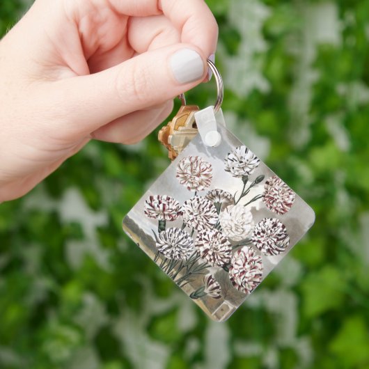  gevarieerde landbloemen met grijze hemel sleutelhanger (Hand)