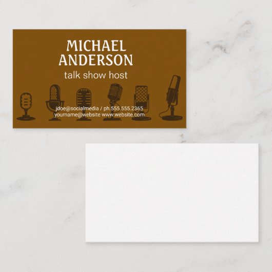 Gevarieerde microfoons | Podcast Host Visitekaartj Visitekaartje (Voorkant / Achterkant)