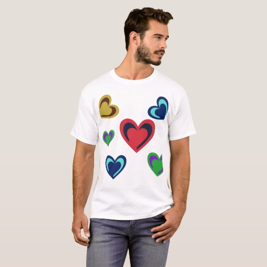 Gevarieerde minimalistische harten t-shirt (Voorkant volledig)