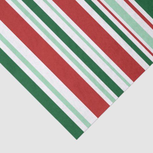Gevarieerde rode, groene, witte kerststrepen tissuepapier (Detail)