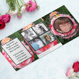 Gevarieerde roze gele rozen bloemenfoto drieluik aankondiging