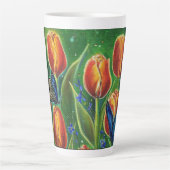 Gevarieerde tulpen met vlinders van Renee Lavoie Latte Mok (Voorkant)