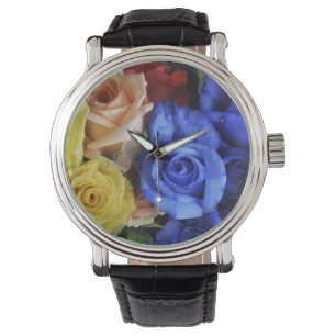 Gevarieerde verse rozenboeketten horloge